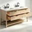 Meuble-lavabo autoportant en bois massif 60 po avec plateau en marbre 60 po-392334170