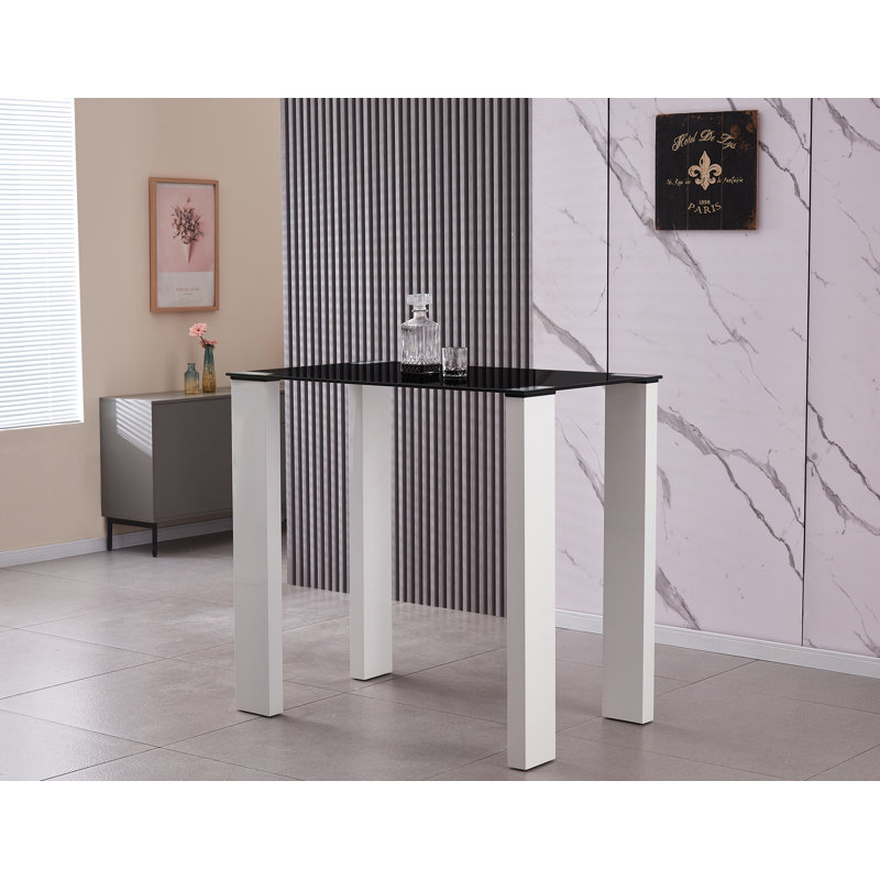 Atonya Glass Top Dining Table, Black Glitter