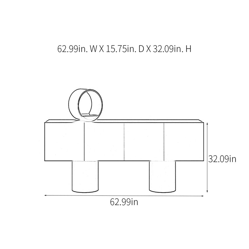Lindell, H 32,09 po x l 62,99 po x P 15,75 po, Bourgogne