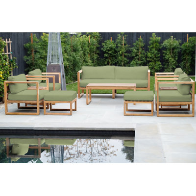 Venice Teak 8 Piece Deep Seating Group With Coffee Table