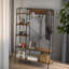 Rustic Industrial Wooden Clothes Stand Garment Rail Rack with Shoe Storage Open Wardrobe