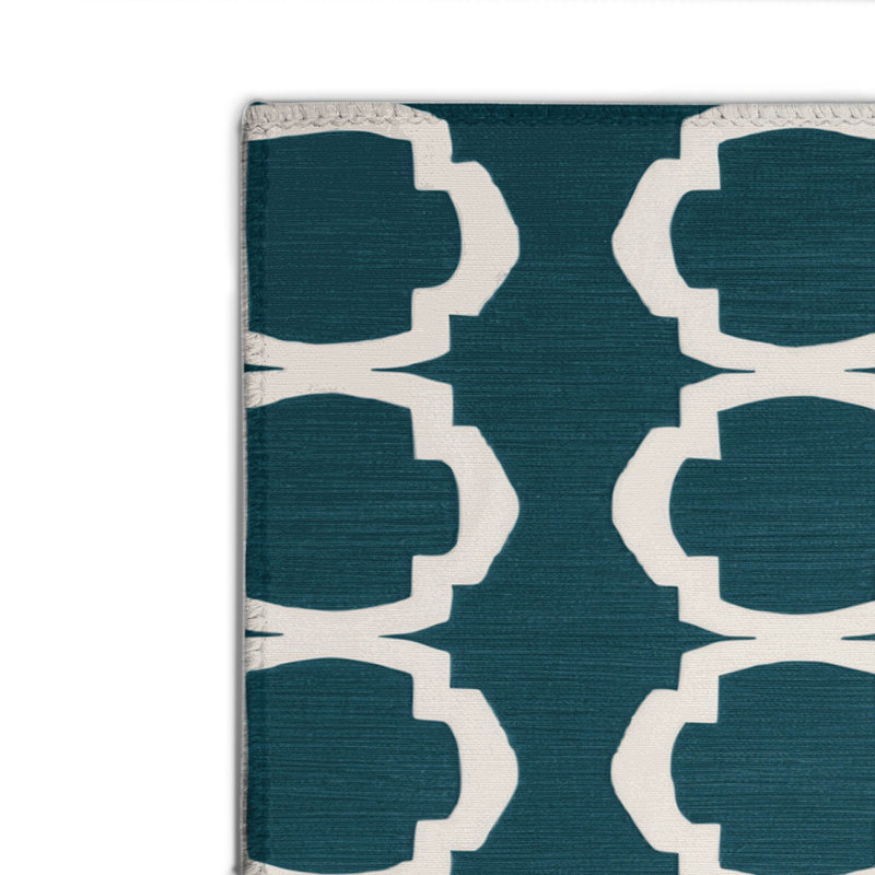 Trellis Blue Indoor and Outdoor Area Rug, Rectangle 8' x 10'