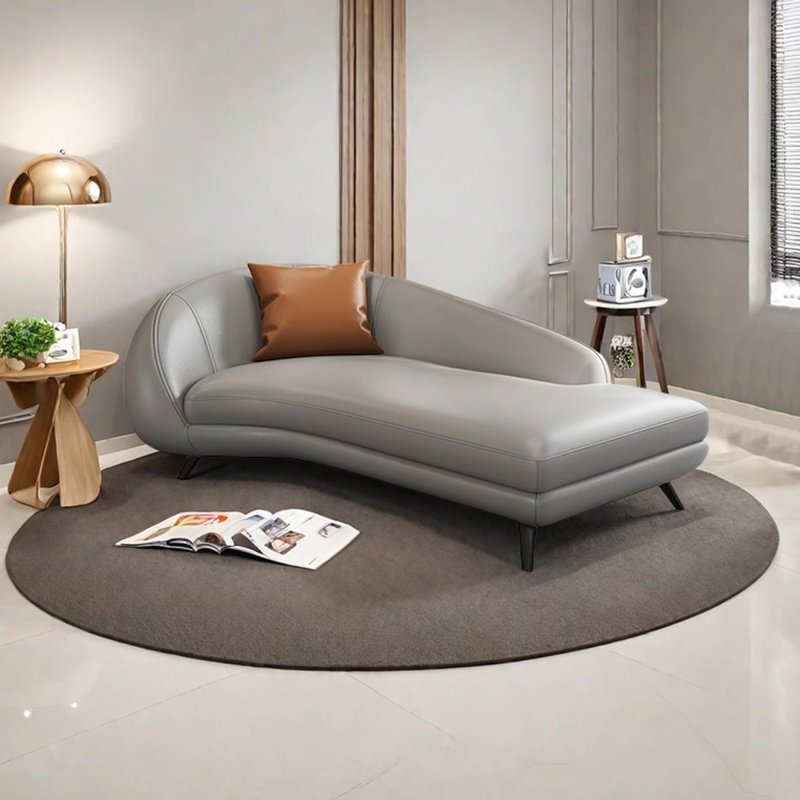 Fauteuil inclinable ergonomique en cuir Napa, Gris, Orienté à gauche (vu de face)