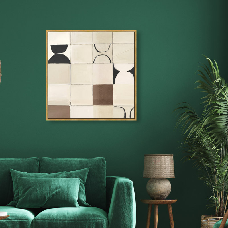 Boho Tiles Print by Oliver Gal, 31" H x 31" W, Gold Floater Frame