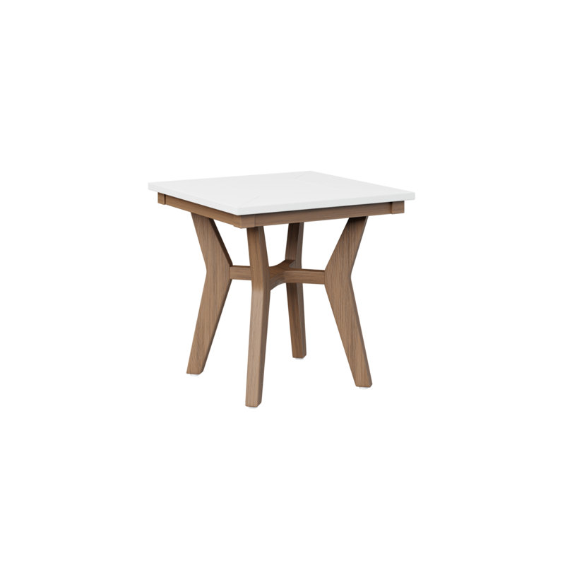 Mayhew Outdoor Square Side Table, Antique Mahogany, White