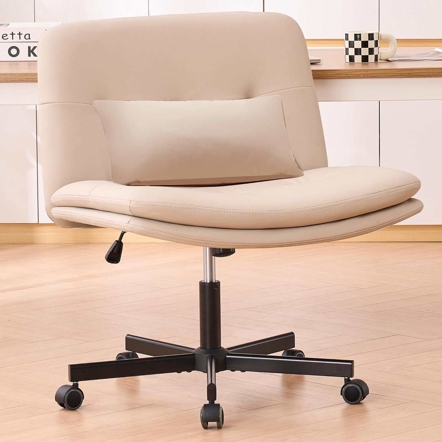 Ebern Designs Office Desks Chair Armless Criss Cross No Wheels Vanity ...