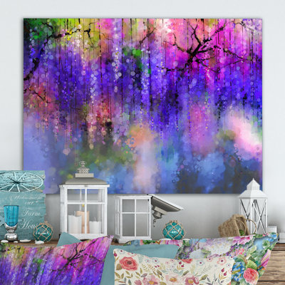 Printemps fleur mauve et violette de Wisteria - reproduction sur toile flottante
