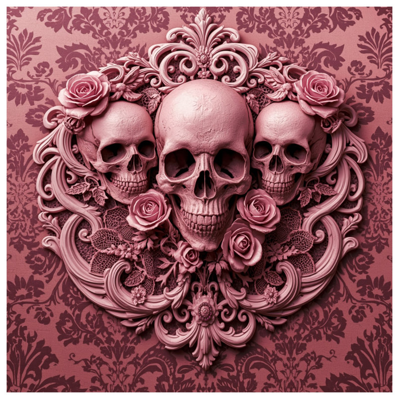 Housses de couette Skulls With Pink Roses, Lit simple
