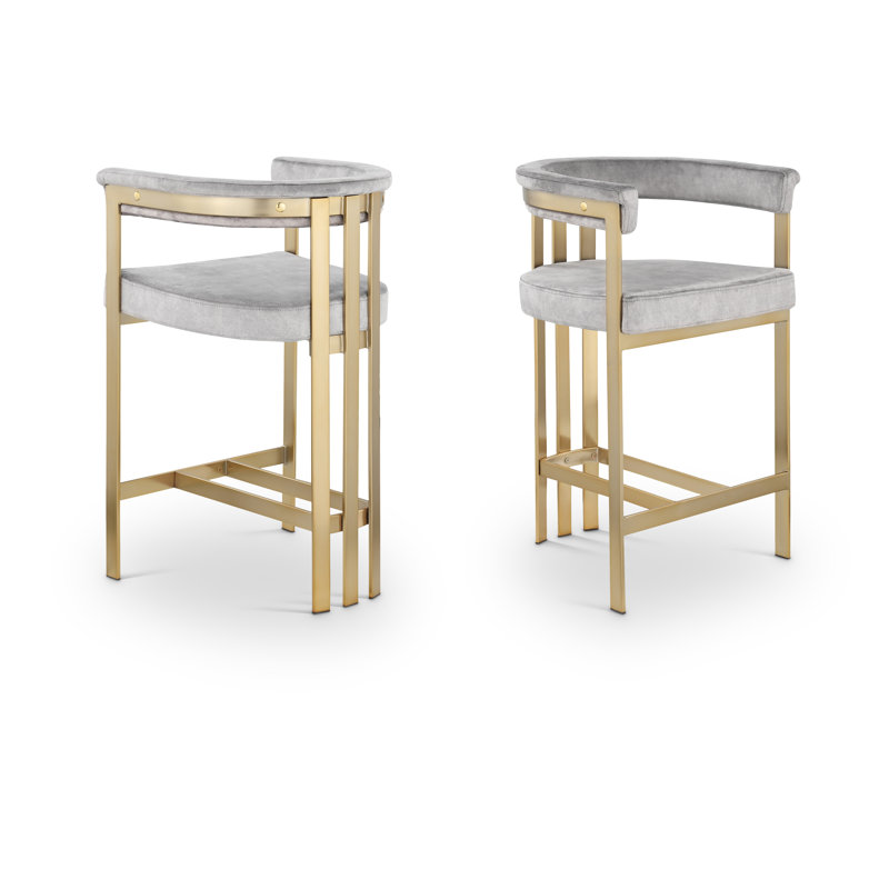 Tabouret de comptoir 26,4 po Marcello, Velours gris velours