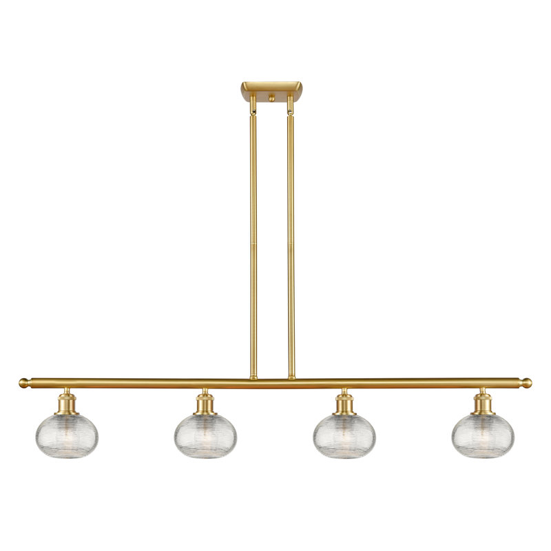 Luminaire suspendu pour îlot de cuisine 4 lumières Larrick, Or satiné