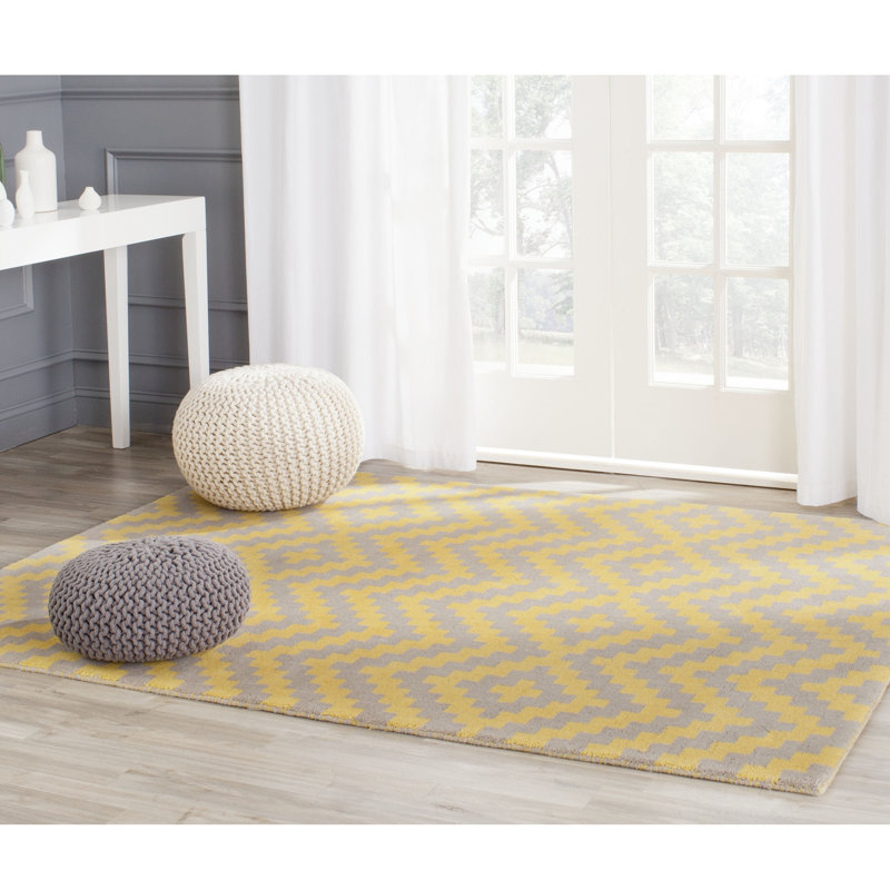 Sanyla Hand Tufted Wool Chevron Rug, Rectangle 4' x 6'