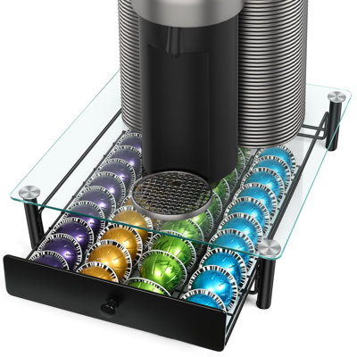 Coffee Pod Drawers Crystal Tempered Glass Pod Holder Drawer Compatible With Nespresso Capsules Holds Up To 40 Capsules Size 14X155X45 Coffee Pod Drawers Crystal Tempered Glass Pod Holder Drawer Compatible With Nespresso Capsules Holds Up To 40 Capsules Size 14X155X45