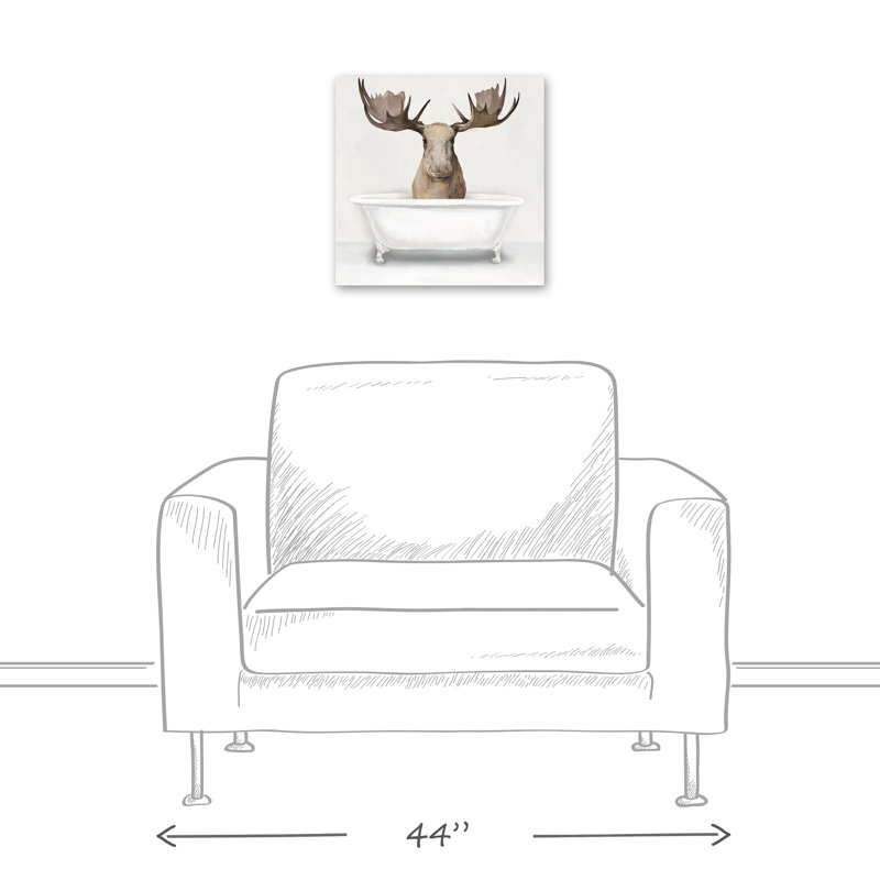 Orignal dans la baignoire sur toile, H 12 po x l 12 po x P 1,25 po