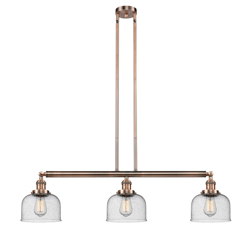 Luminaire suspendu pour îlot de cuisine 3 lumières avec abat-jour en verre Jebediah , Granuleux, Ampoule non incluse