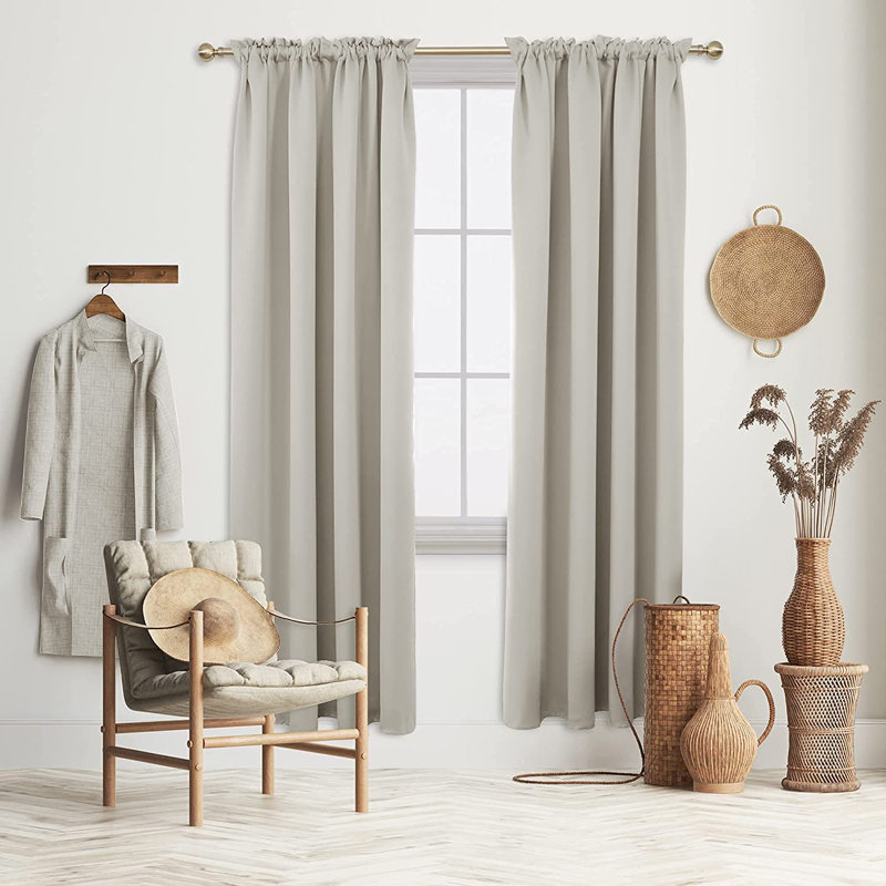 Peniste Room Darkening Curtain Pair, 52" W x 108" L, Light Beige