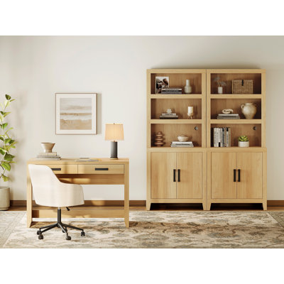Ensemble de bureau de ferme 2 pièces avec bureau de direction et bibliothèques de rangement de 47 po, ensemble de mobilier de bureau personnel avec prise de courant et tablettes réglables