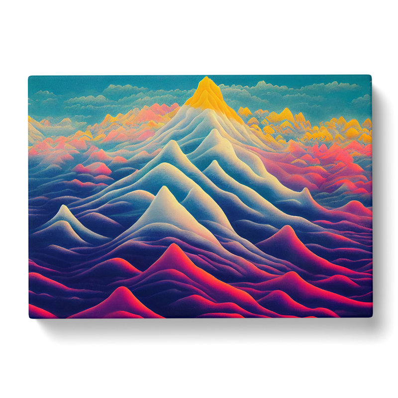 Placid Colourful Mountain Abstract - Wrapped Canvas Print, 35cm H x 50cm W x 3cm D