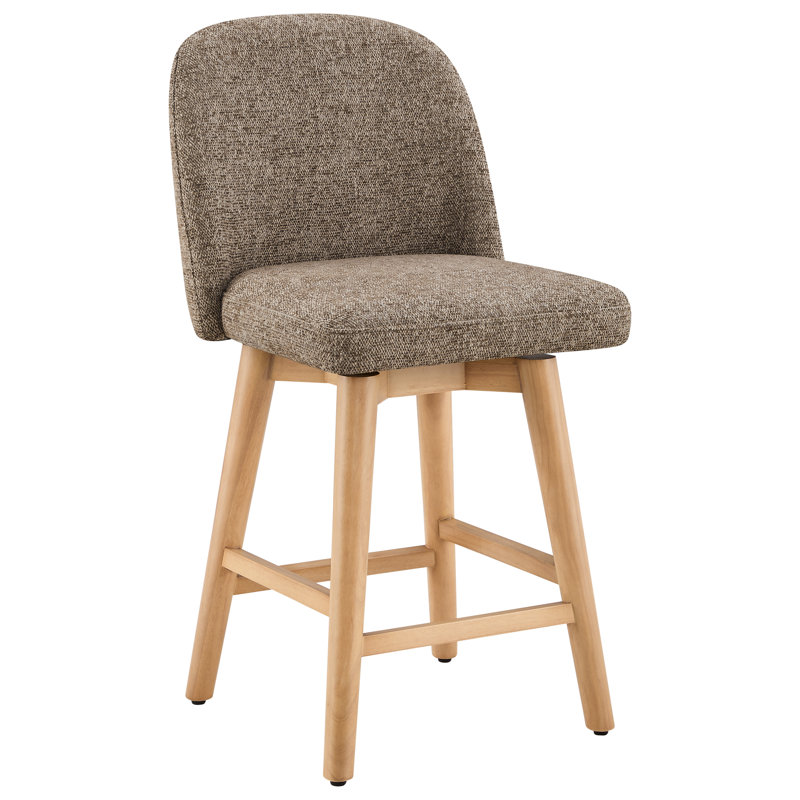 Becki Owens for Joss & Main Upholstered Swivel Counter Height Bar Stool with Solid Wood legs