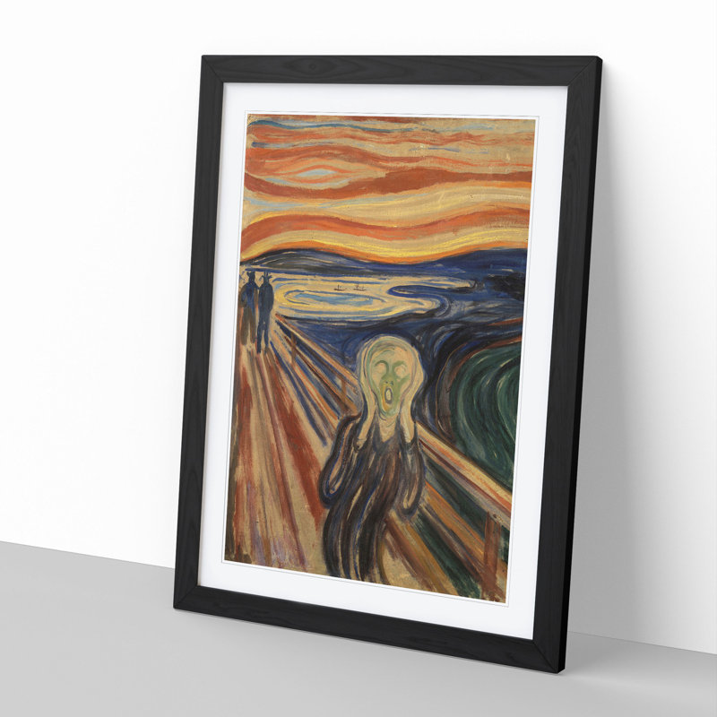 The Scream by Edvard Munch - Picture Frame Painting on MDF, Black Framed, 65cm H x 48cm W x 2cm D