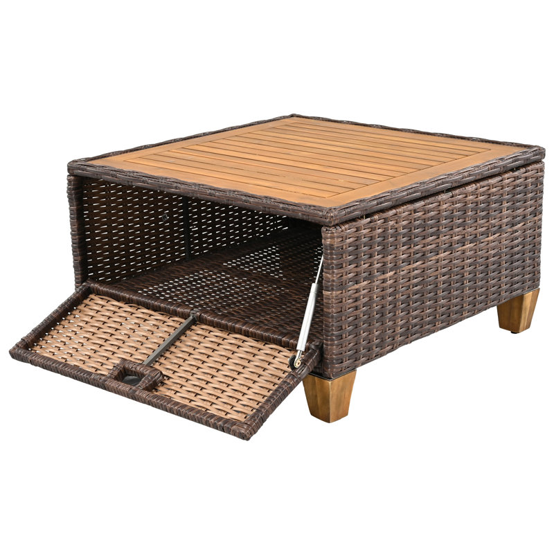 Ensemble 8 pièces de mobilier d'extérieur en osier avec coussin épais, Bleu/brun