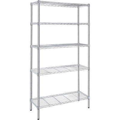  Étagère de rangement à 5 niveaux, l 35,83 po x P 13,98 po x H 71,7 po, étagère en fil métallique, capacité de charge de 1250 lb, chrome