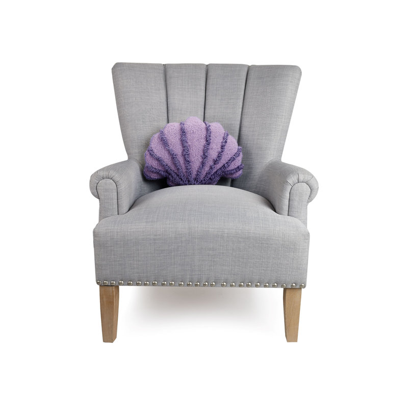 Purple Seashell Shaped Wool Hook Pillow with Velvet Back
