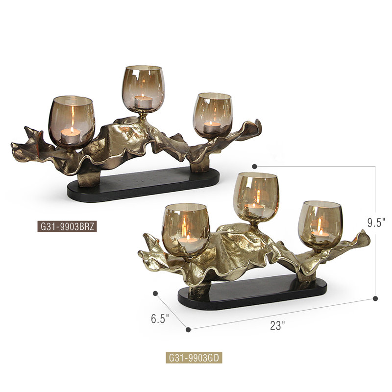 Trinity Glow Candle Holder, Gold