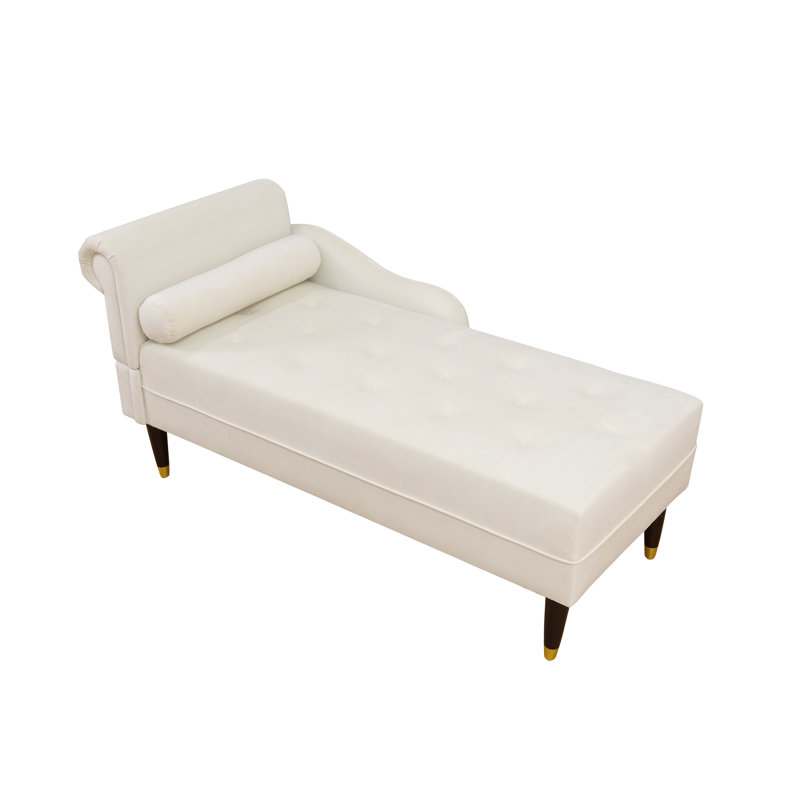Chaise longue de salon en tissu sherpa blanc avec structure en bois massif