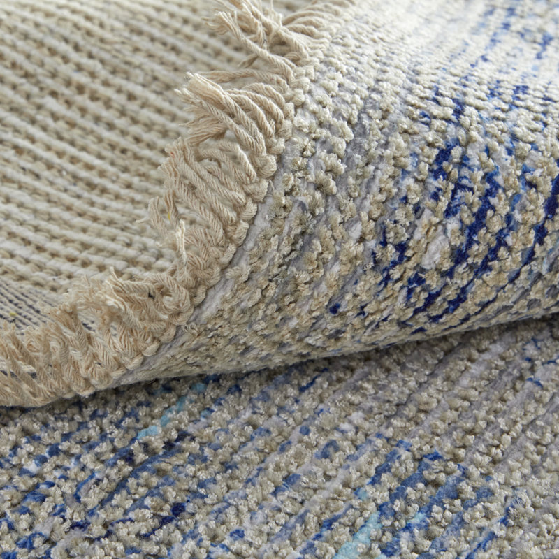 Tapis oriental bleu suédois tissé à la main Laurius, Rectangle 3 pi 6 po x 5 pi 6 po