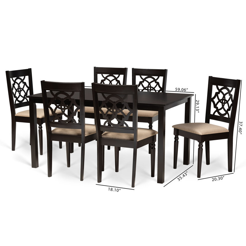 6 - Person Solid Wood Top Four Leg Dining Set, Expresso Brown