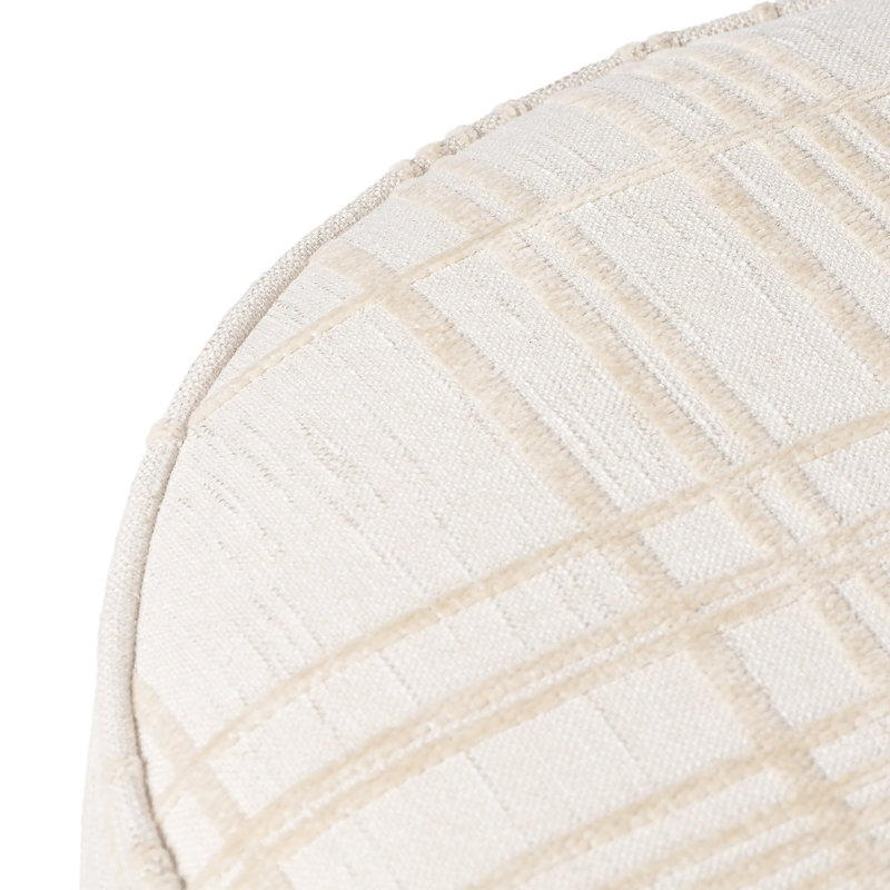 Acker 22" Wide Round Standard Ottoman, Sheffield Ivory Polyester