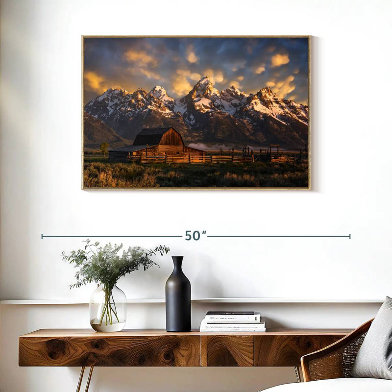 Mormon Row Barn, Cadre flottant en bois naturel, 37 po x 25 po