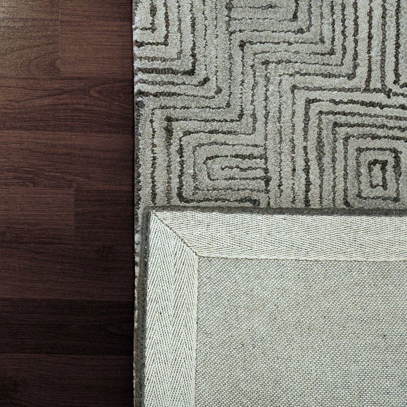 Tapis gris / gris anthracite en laine tressé à la main Alicia-Louise, Rectangle 8 pi x 11 pi
