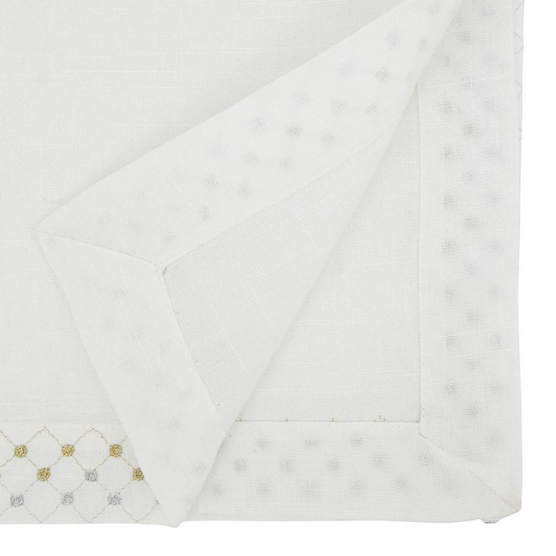 White Shimmering Weave Metallic Lattice Table Runner 16" W X 72" L