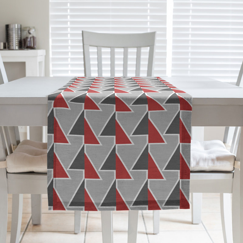 Chemin de table à flèches changeées, 16 po x 90 po, Rouge / gris foncé / gris clair