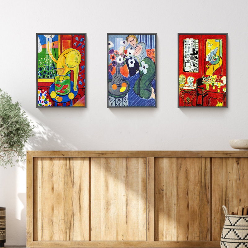 "Matisse", reproduction d'art sur toile, "Chat et poisson rouge" par Henri Matisse, Noir, noir, noir, noir