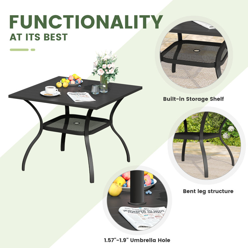 4-Person Outdoor Patio Dining Set, Black, Brown/Black