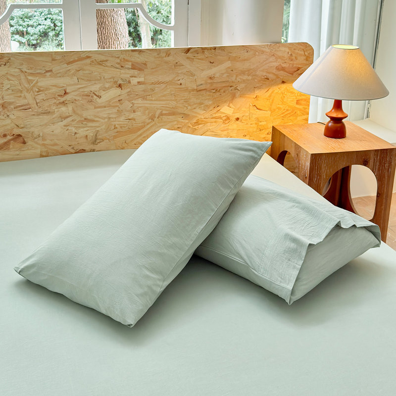 100% Washed Cotton Bedding Sheet Set 4 Pieces,1 Fitted Sheet,1 Flat Sheet and 2 Pillowcases,Comfy Textured Sheet Set