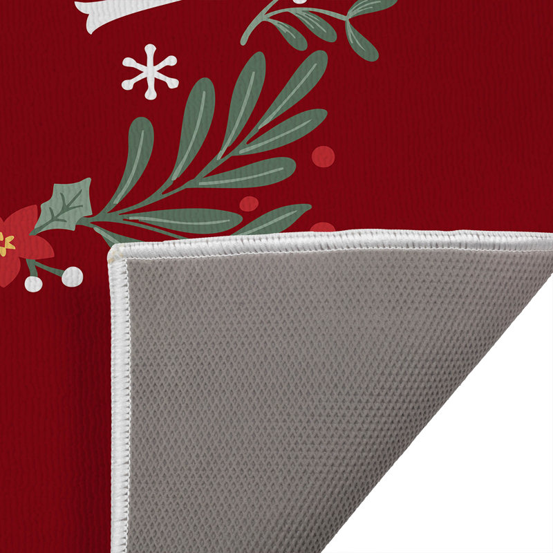 Tapis de bain «It's the Most Wondeful Time of the Year», Simple - L 34 po x l 21 po, Rouge