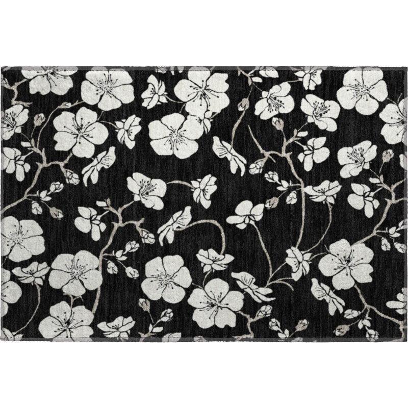 Premium Machine Washable Diskin AMF1032 Floral Rug, Rectangle 1'8" x 2'6"