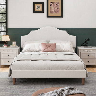 Upholstered Platform Bed with Adjustable Headboard Linen Fabric No Box Spring Needed, Easy Assembly by Winston Porter
