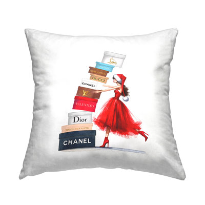 Coussin décoratif imprimé de boîtes de Noël par Amanda Greenwood