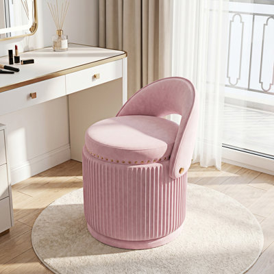 Fauteuil d'appoint pivotant à 360 ° avec rangement - Tabouret de coiffeuse et fauteuil de coiffeuse pour le salon, la chambre à coucher et la salle de maquillage