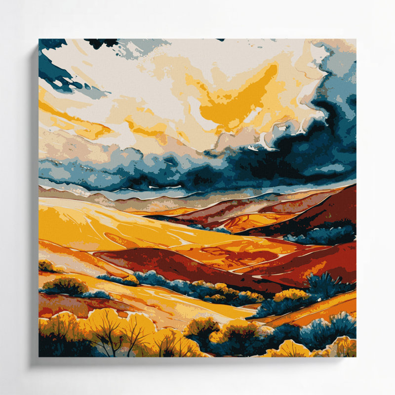 «Watercolor Landscape 85», art mural sur toile brune, H 12 po x l 12 po