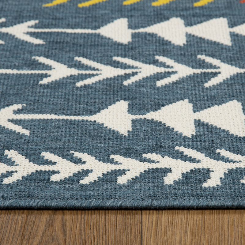 Tapis d'intérieur / extérieur à rayures Khemochi, Rectangle 5 pi x 7 pi