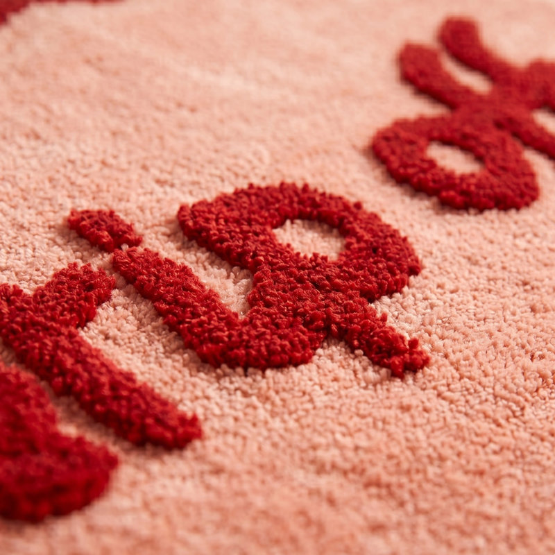 Strip Off Slogan Scalloped Bath Mat, Red