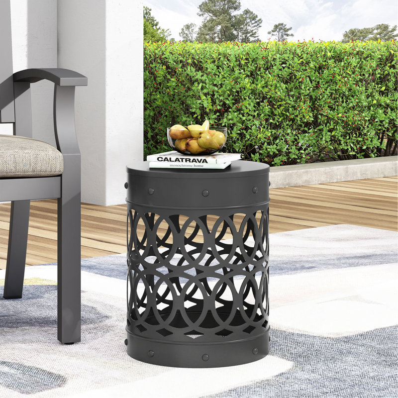Table de bout d'extérieur en métal - Grand, Noir, Black, Noir