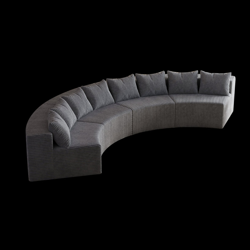 Canapé modulaire courbé, canapé modulaire avec coussins, Gris, H 30,53 po x l 156,03 po x P 63,03 po