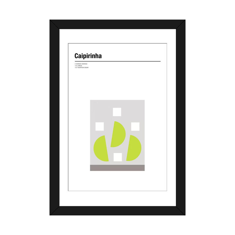 « caipirinha », impression sur toile, H 24 po x l 16 po x P 1 po, Papier d'art encadré noir, Blanc