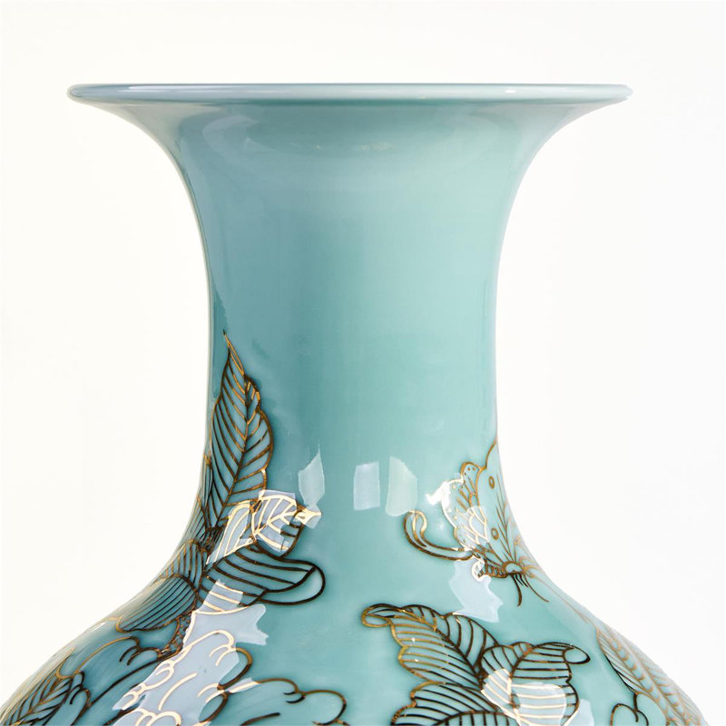 Turquoise Florals Vase